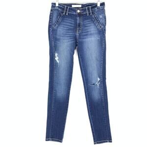 Kancan Jeans Women's Size 27 Distressed Skinny Stretch Medium Wash Blue